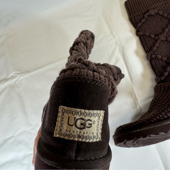 UGG Classic Cardy Brown Argyle Knit Sweater Boots size 8 with Box - Picture 8 of 12